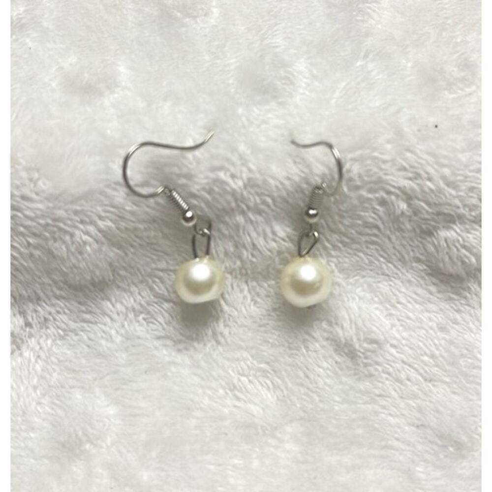 Vintage Sterling Silver Cultured Pearl Dangle Earrings-NWOT